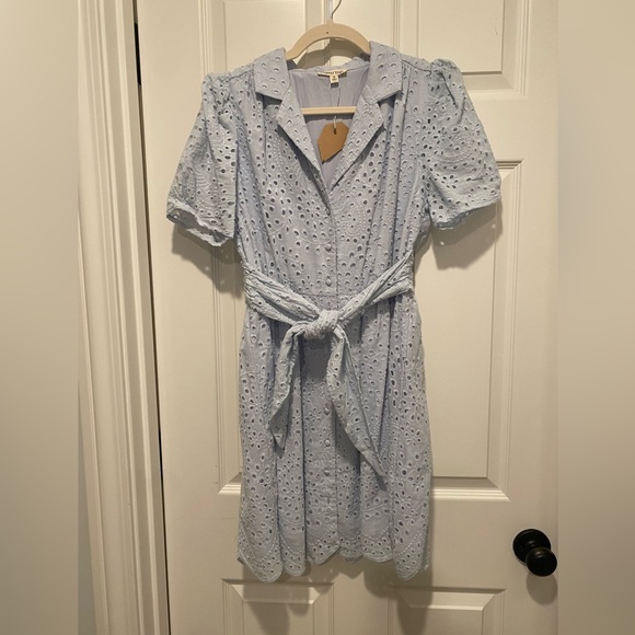 Main strip light blue dress lace eyelet Medium New with tags button down spring - Picture 9 of 15